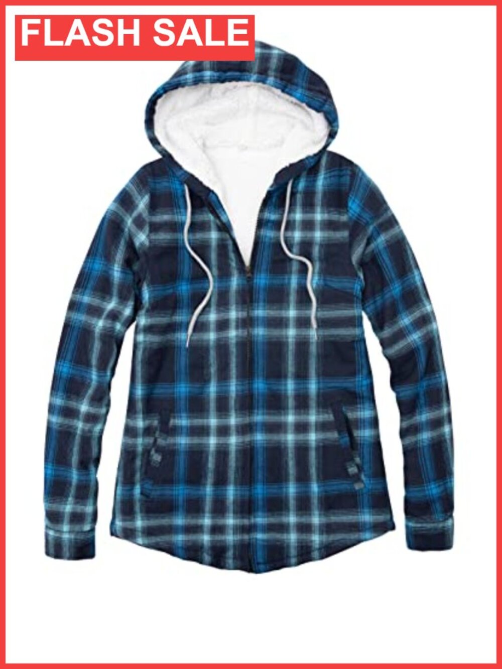 Women's Sherpa Lined Flannel Hooded Zip Jacket Plaid Full Zip Coat